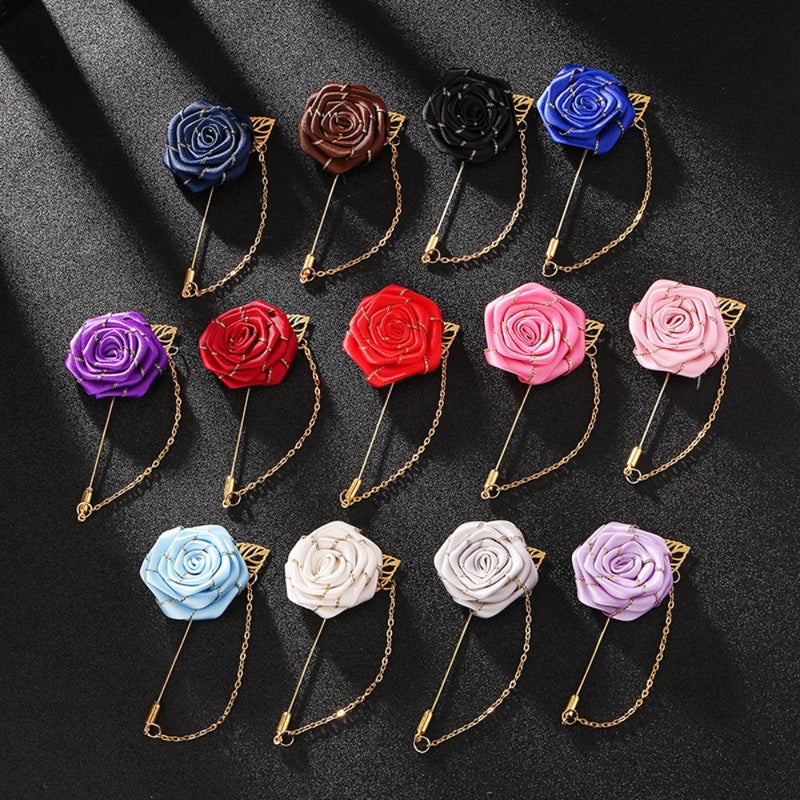 Korean anti-exposure buckle fabric rose brooch one-pin cardigan neckline pin small collar buckle sweater  coat - Image 2