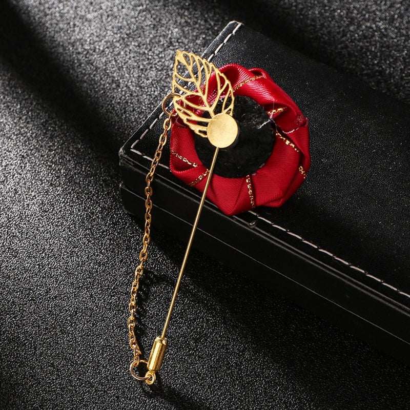 Korean anti-exposure buckle fabric rose brooch one-pin cardigan neckline pin small collar buckle sweater  coat - Image 4