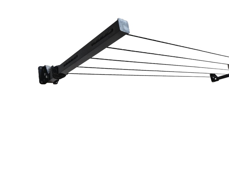 GLITZ Clothes Drying Stand Space Saving Foldable 4 Wire Metal Wall Mount Collapsible Rack Powder Coated Rust Proof Four Tier With Free Clothesline Black - Image 2