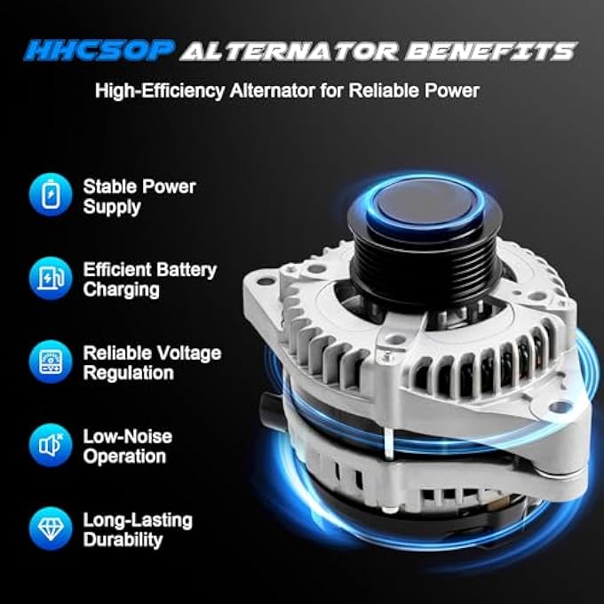 HHCSOP New Alternator Replacement for 2011 2012 2013 Honda Odyssey V6 3.5 3.5L, 2012 2013 2014 2015 Pilot 3.5L, 12-14 Ridgeline 3.5L 12V 130Amp Replace 31100-RV0-A01, CSJ24, 9764219-124, 104210-1240, 11573N - Image 5