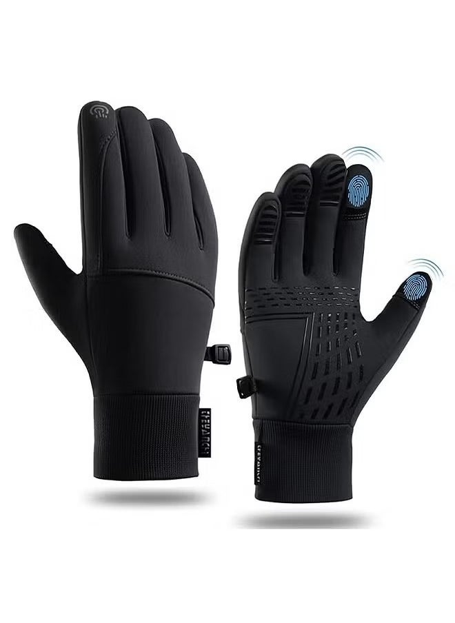 Bukela Winter Thermal Gloves, Touchscreen Compatible, Thermal, Windproof And Anti-Slip, Perfect For Cycling, Running And Driving, Men And Women' s Cold Weather Gear (L Size, Black)  - Image 1