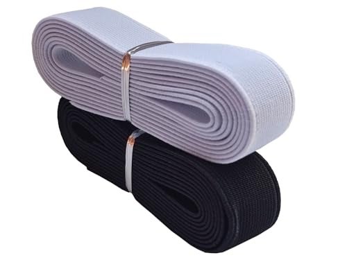 MONIDOOR 2 Inch Elastic Bands 2 Yards 2 Colors Double-Side Twill Woven Elastic Flat Heavy Stretch Elastic for Sewing Pants Waistband (Mixed Color 5, 2 Inch, 225036) - Image 1