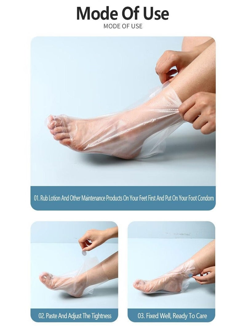 BONITO 100 Piece Clear Plastic Disposable Booties, Paraffin Bath Liners for Foot Pedicure Hot Spa Wax Treatment, Thicker Thermal Therapy Feet Covers Bags Plastic Socks Liners - Image 3