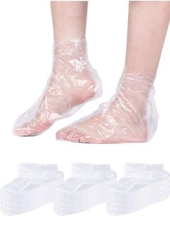 BONITO 100 Piece Clear Plastic Disposable Booties, Paraffin Bath Liners for Foot Pedicure Hot Spa Wax Treatment, Thicker Thermal Therapy Feet Covers Bags Plastic Socks Liners  - Image 1
