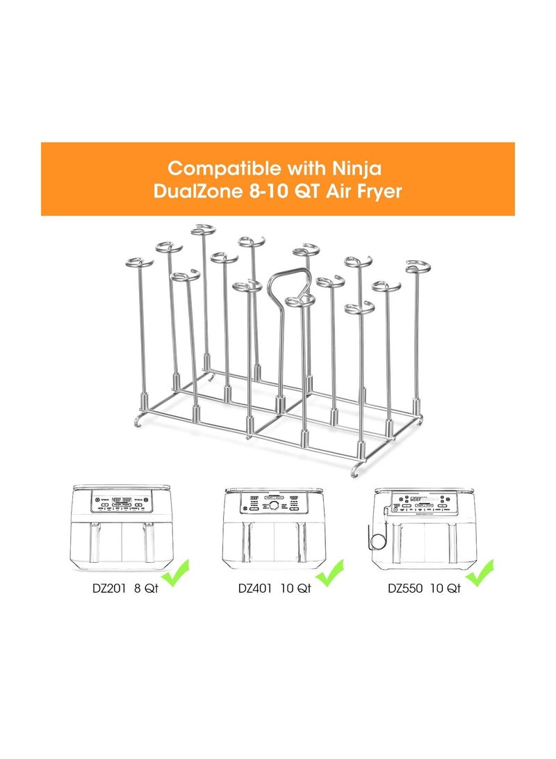 SYOSI Air Fryer Rack, Fit for Ninja Air Fryer, Air Fryer Accessories Fit for Ninja Dualzone Air Fryer, Air Fryer Skewer Rack Fit for Ninja Dz201 Ninja Dz401 & Ninja Dz550, Reusable(1 Gloves +1 Brush)  - Image 4
