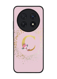 Stylizedd Rugged Black edge case for Huawei nova 12i 4G, Slim fit Flexible Thin Cover - Custom Monogram Initial Letter Floral Pattern Alphabet - C  (Pink )  - Image 1