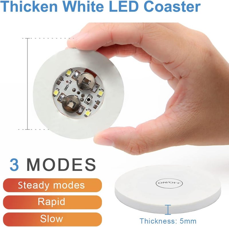 AHIER 10Pcs LED Coasters for Drinks Thicken 5mm LED Coaster Perfect for Party Wedding Bar White - Image 2