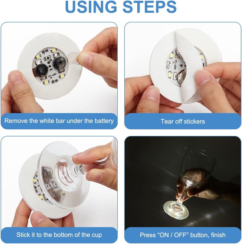 AHIER 10Pcs LED Coasters for Drinks Thicken 5mm LED Coaster Perfect for Party Wedding Bar White - Image 3