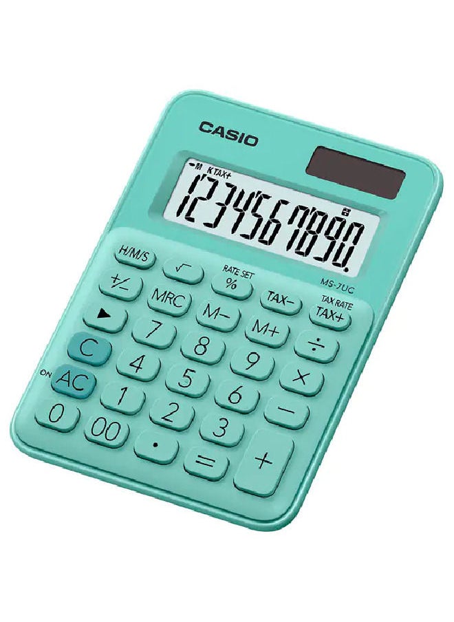 CASIO - Mini Desk Type Calculator 10 digits MS-7UC-GN - Image 1
