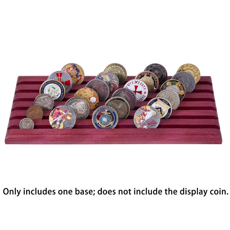 Challenge Coin Display Stand 6 Row Military Challenge Coins Holder Solid Violet Wooden Rack Case 42 Coins Gift for Father Military Coin Display Case - Image 4