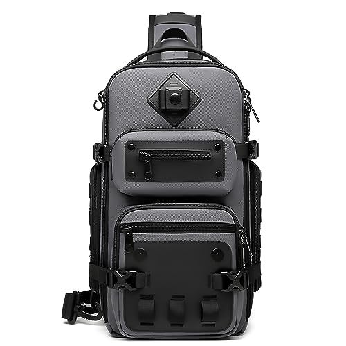 OZUKO Tactical Backpack Chest Sling Bags for Men, Waterproof Crossbody Shoulder Daypack for Outdoor Walking Hiking Trekking (Dark gray) - Image 1