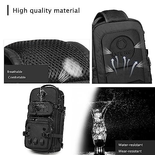 OZUKO Tactical Backpack Chest Sling Bags for Men, Waterproof Crossbody Shoulder Daypack for Outdoor Walking Hiking Trekking (Dark gray) - Image 5
