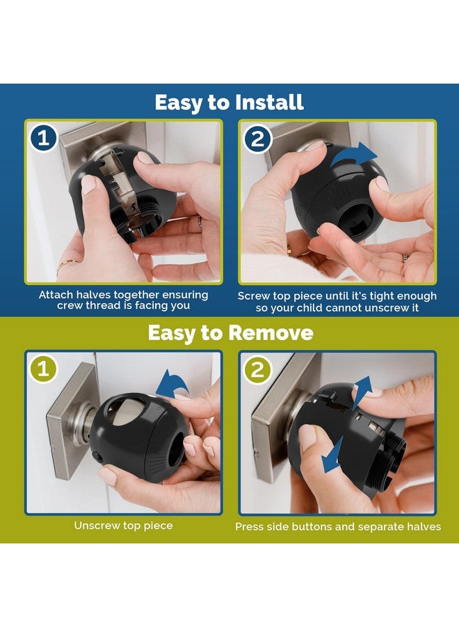 Wappa Baby Door Knob Safety Cover for Toddlers (6 Pack) Hard-to-Remove Dual-Lock Door Handle Covers for Toddlers - Reusable Baby Proof Door Knob Locks - Installs Easily, No Tools Needed (Black) - Image 3