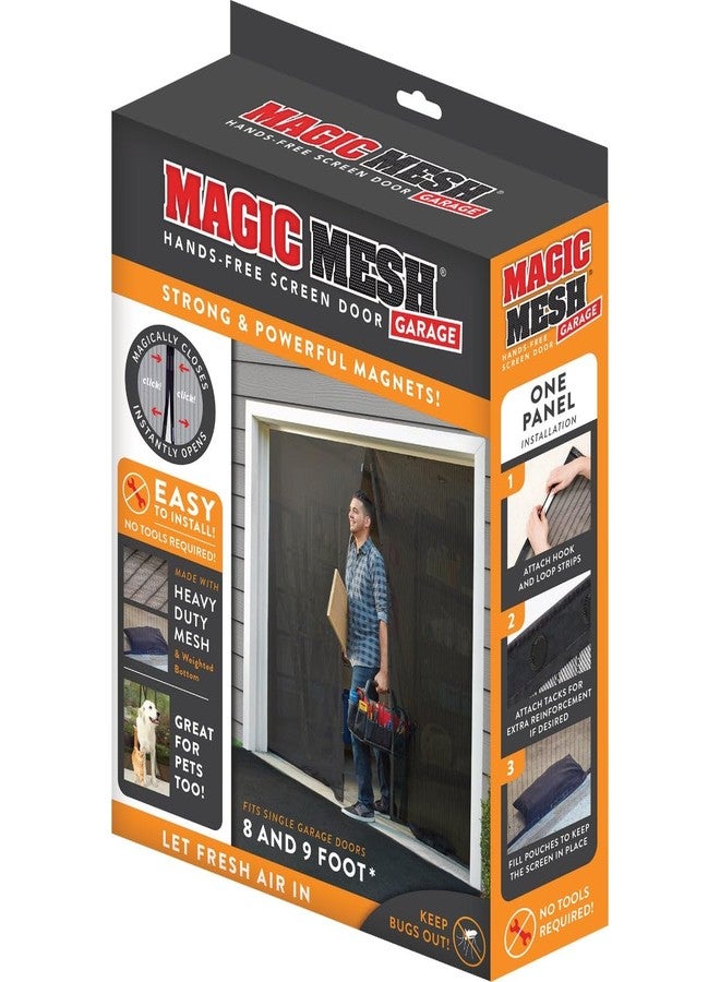 Magic Mesh Garage- Hands Free Magnetic Screen Door, Fits Single Garage Doors- 8 & 9 Foot - Image 1