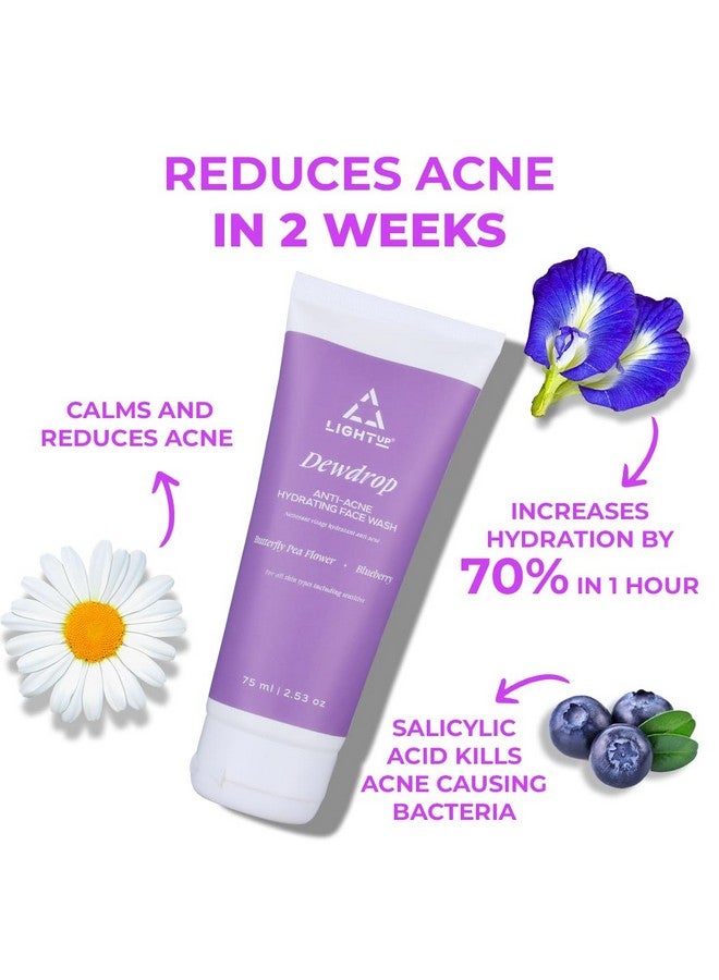 Light Up Dewdrop Antiacne Hydrating Face Wash Face Wash For Oily Acne Prone & Combination Skin Enriched With Niacinamide & Butterfly Pea Flower Gentle Cleanse Skin From Dirt & Oil 75Ml - Image 3