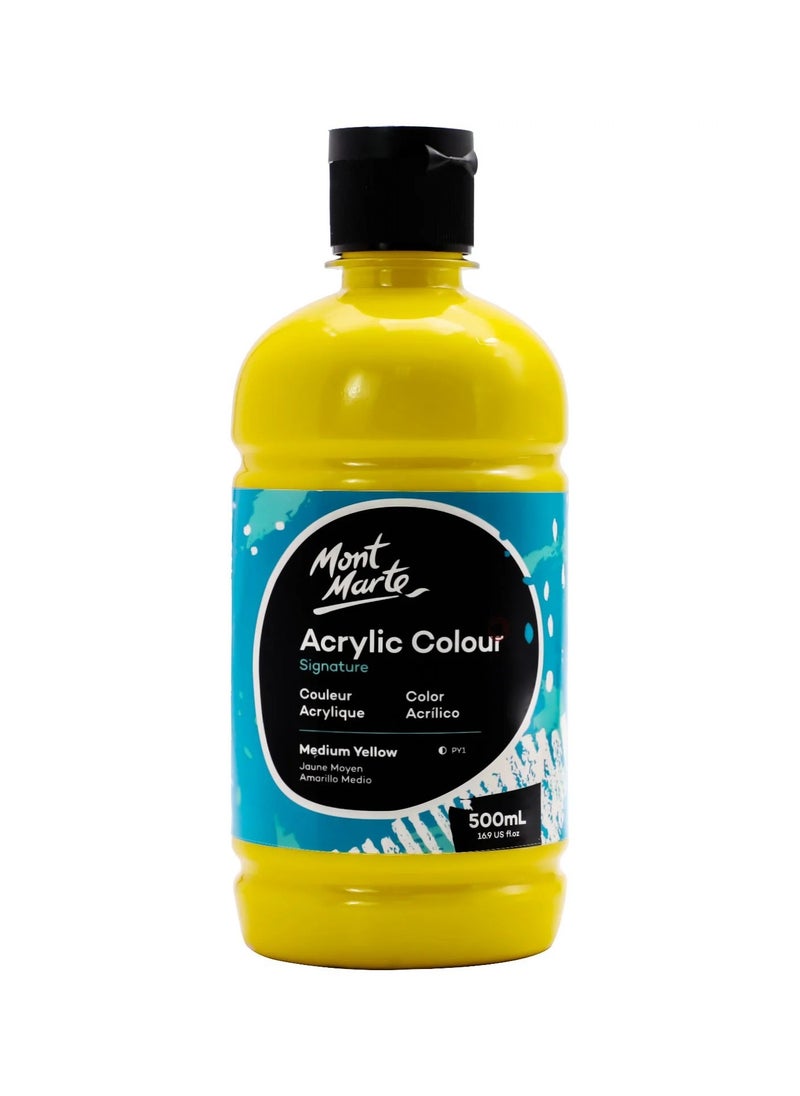 Mont Marte Signature Acrylic Colour 500ml Content Medium Yellow  - Image 1