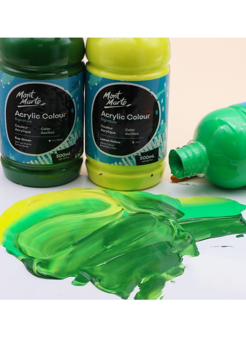 Mont Marte Signature Acrylic Colour 500ml Content Medium Yellow  - Image 2