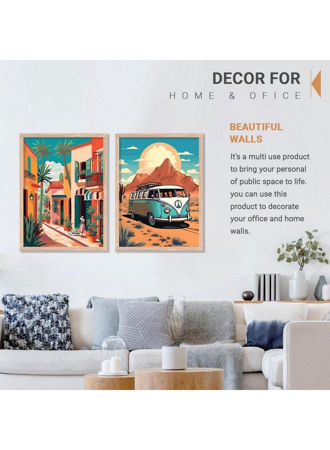 kotart Travel Theme Painting with Frame for Home Decoration - Vibrant City Illustration Framed Painting for Living Room Bedroom Office Room Wall Decor - Pack of 2 (Painting 8, Large) - Image 4