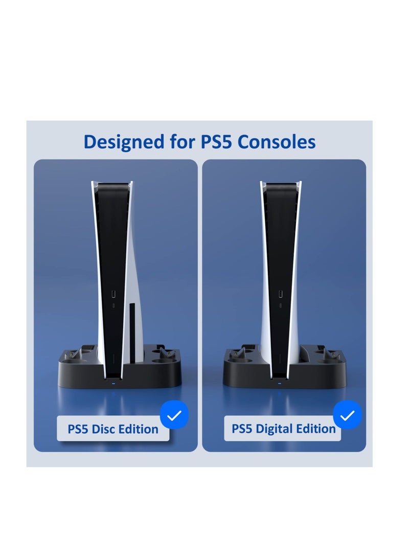 Captaintech PS5 Stand and Cooling Station, PS5 Controller Charging Station with 3 Levels Adjustable Fan Speed, 8 x PS5 Games Slots, PS5 Stand  for Playstation 5 Console/Disc/Digital Editions (Black) - Image 2