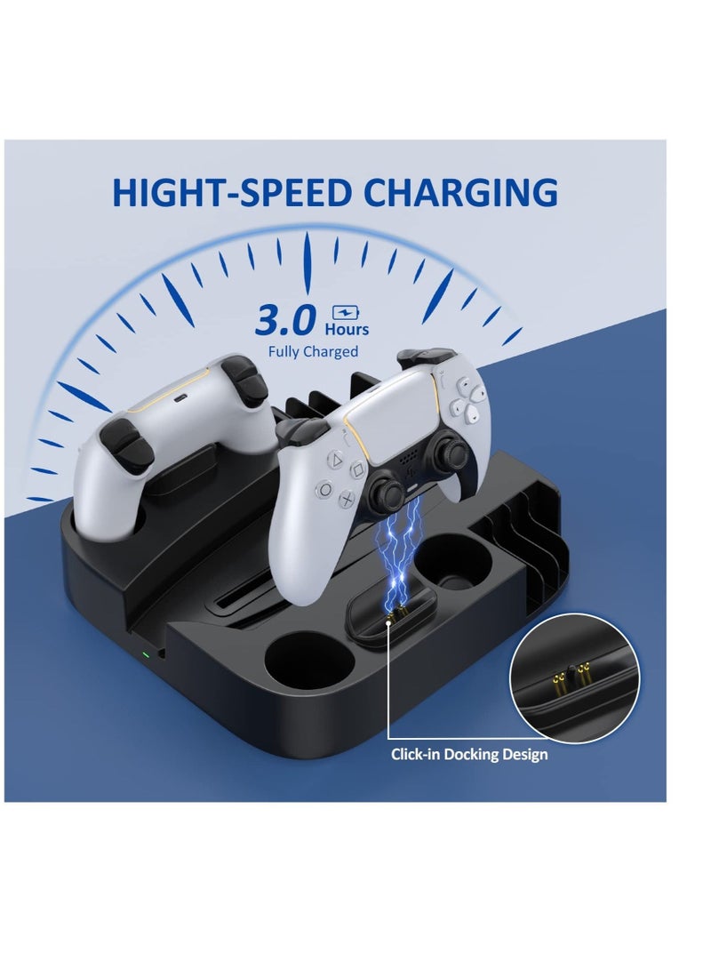 Captaintech PS5 Stand and Cooling Station, PS5 Controller Charging Station with 3 Levels Adjustable Fan Speed, 8 x PS5 Games Slots, PS5 Stand  for Playstation 5 Console/Disc/Digital Editions (Black) - Image 3