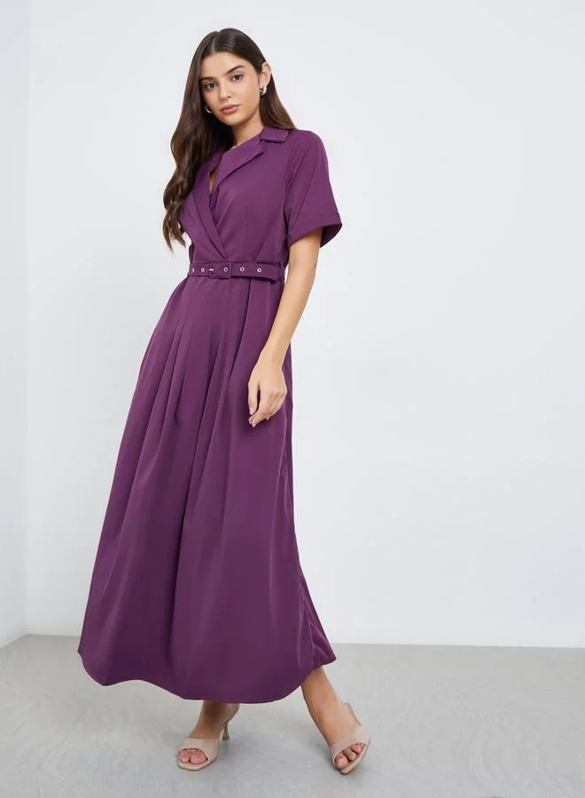 ستايلي فستان طويل بتفاصيل حزام خصر