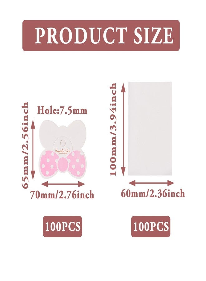 BB Beadthoven Beadthoven 100Pcs Cellophane Bags Jewelry Display Bags Rectangle Jewelry Organizer Bags with Foldable Bowknot Paper Hanging Header for Bracelet Earring Jewelry Packaging Supplies Gift Wrapping - Image 3