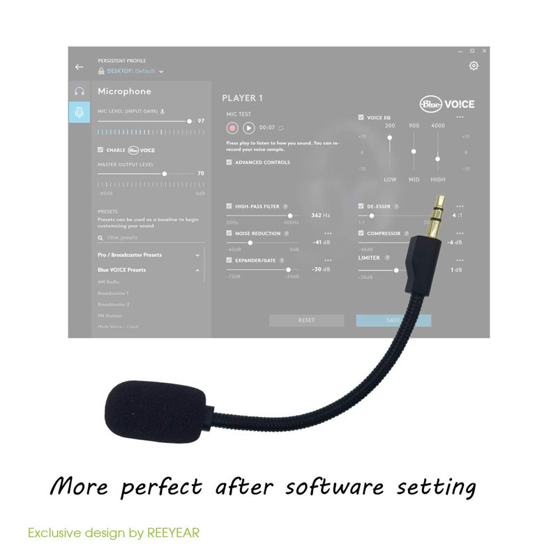 REEYEAR ميكروفون بديل REEYEAR يناسب سماعات الألعاب Logitech G PRO X2 و G PRO X Wireless و G Pro Wired، ميكروفون ألعاب قابل للفصل مع خاصية إلغاء الضوضاء وصوت واضح كريستالي، ميكروفون فقط - Image 4