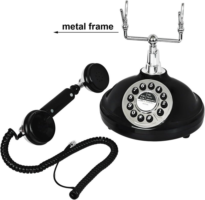TelPal Black Retro Phone, Corded Landline Telephone for Home/Office/Hotel, Old Fashion Vintage Telephone with Last Number Redial, Wired Antique Phone Gift for Seniors - Image 5