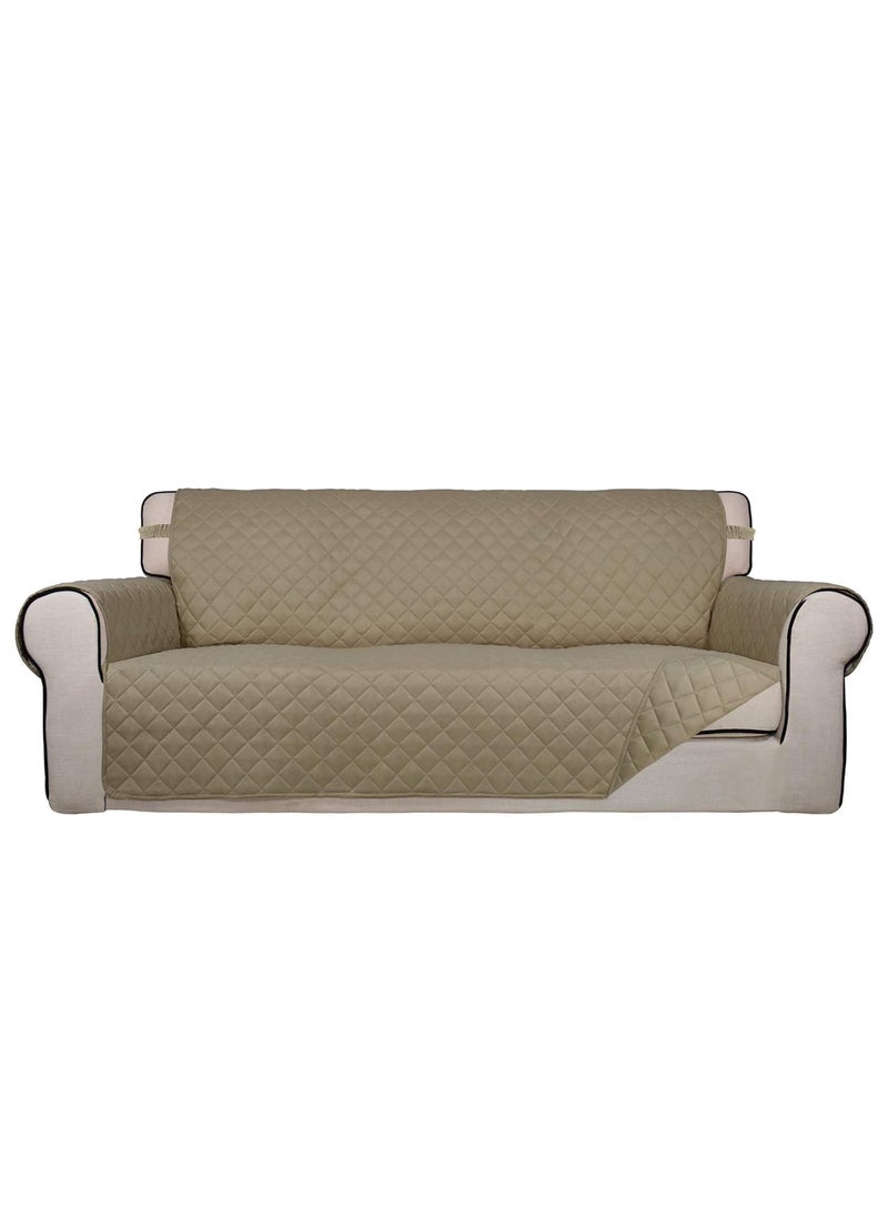 PureFit - PureFit Reversible Quilted Sofa Cover, Water Resistant Slipcover Furniture Protector, Washable Couch Cover with Non Slip Foam and Elastic Straps for Kids, Pets (Oversized Sofa, Beige/Beige) - Image 1