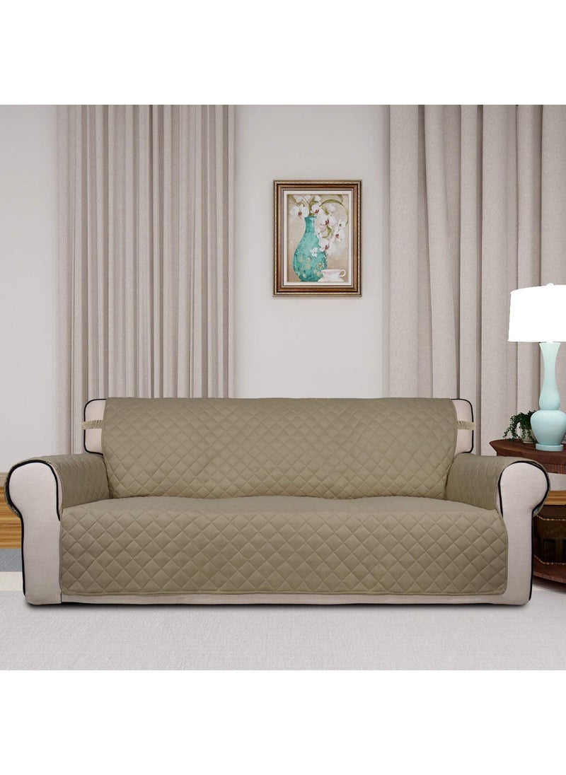 PureFit - PureFit Reversible Quilted Sofa Cover, Water Resistant Slipcover Furniture Protector, Washable Couch Cover with Non Slip Foam and Elastic Straps for Kids, Pets (Oversized Sofa, Beige/Beige) - Image 1