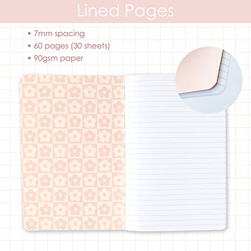 THiNKABLE Cute Journal Set, 4 Pack Pastel Notebooks, A5 60 Pages, Green Pink Aesthetic Notebook for Girls, Pretty Stationery, Travel Journal for Women Lined Paper, Soft Cover Journals - Image 3