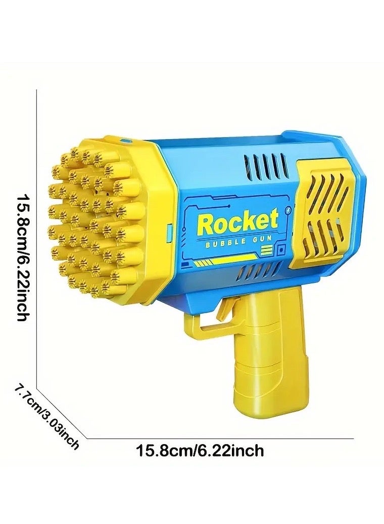 روكيت لعبة مسدس الفقاعات الكهربائية للأطفال بـ40 فتحة - مسدس يدوي محمول مع تيارات فقاعات ملونة، أسلوب ميكانيكي لحفلات الصيف، أعياد الميلاد والمرح الخارجي (البطاريات ومحلول الفقاعات غير مرفقين)، لعبة لعب خارجية | مسدس الفقاعات الزاهية | آمن للأطفال، مسدس لعبة - Image 1
