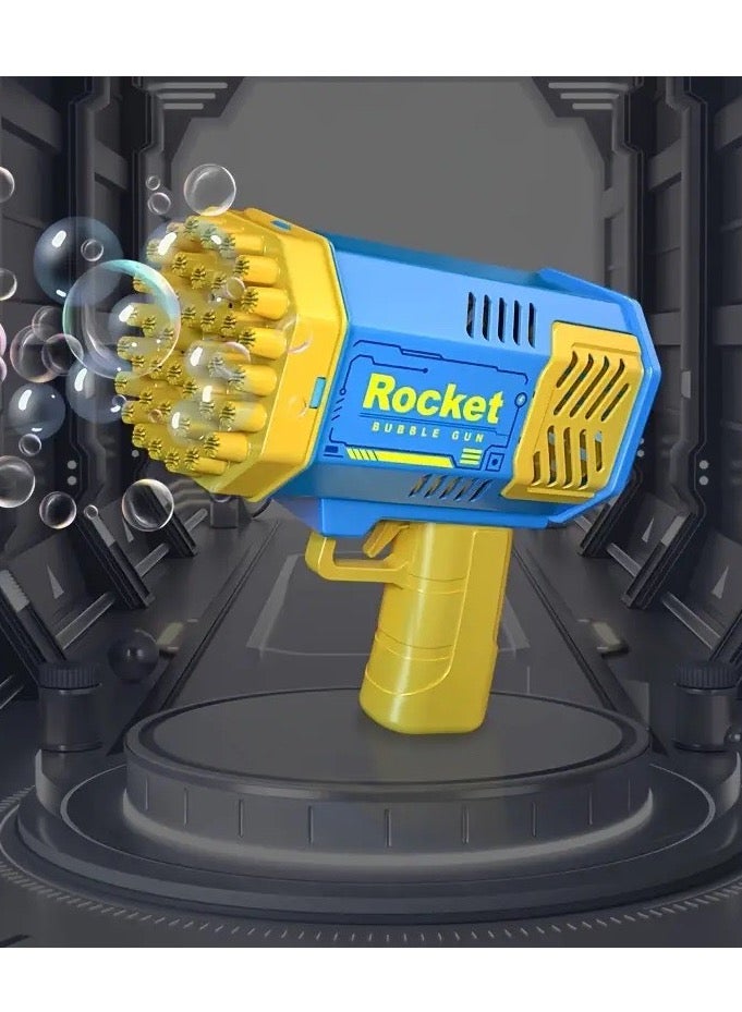 روكيت لعبة مسدس الفقاعات الكهربائية للأطفال بـ40 فتحة - مسدس يدوي محمول مع تيارات فقاعات ملونة، أسلوب ميكانيكي لحفلات الصيف، أعياد الميلاد والمرح الخارجي (البطاريات ومحلول الفقاعات غير مرفقين)، لعبة لعب خارجية | مسدس الفقاعات الزاهية | آمن للأطفال، مسدس لعبة - Image 2