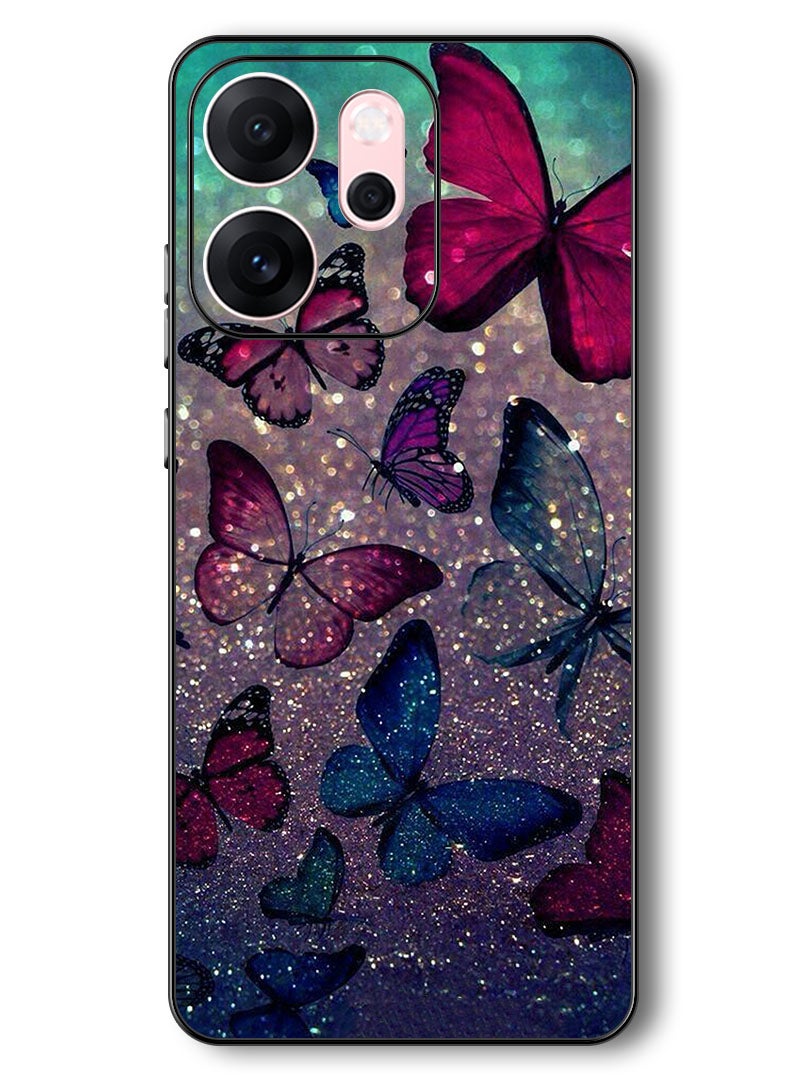 Theodor Case Compatible with Oppo Reno 14 F 6.57 Inch Protection Shockproof Bumper Cover Glitters Butterflies - Image 1