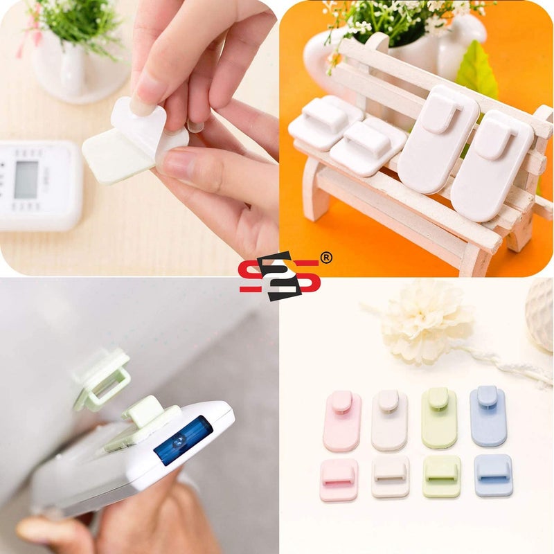 S2S S2S Plastic Sticky Hook Set TV Air Conditioner Remote Control Hanger Key Practical Wall Storage Holder Strong White 2 Pair  - Image 4