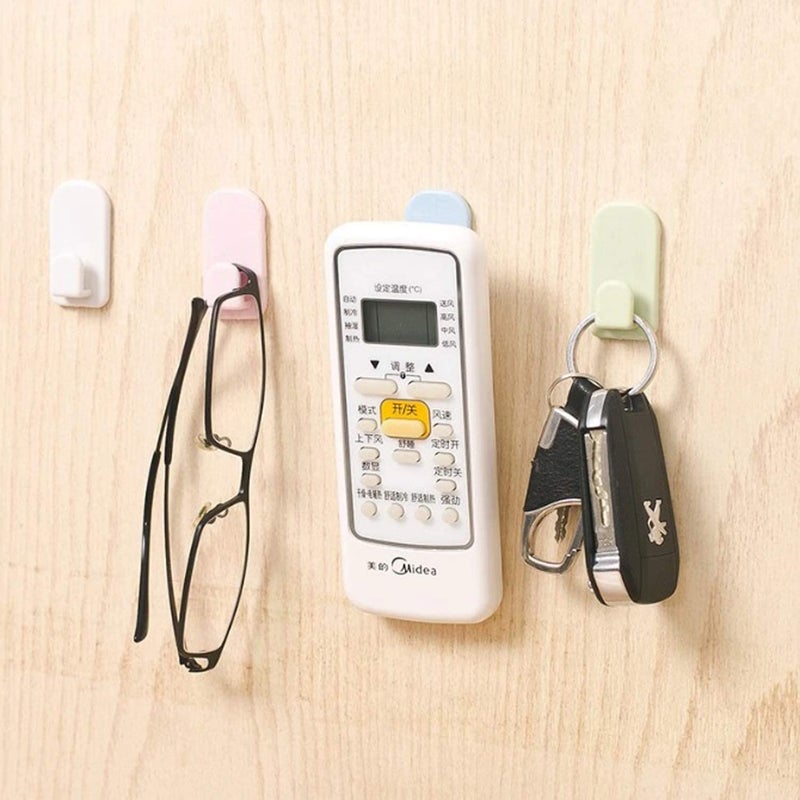 S2S S2S Plastic Sticky Hook Set TV Air Conditioner Remote Control Hanger Key Practical Wall Storage Holder Strong White 2 Pair  - Image 5