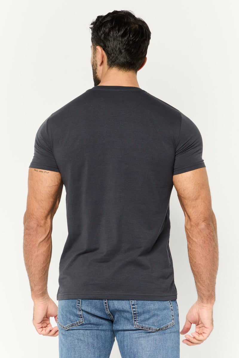 CERRUTI 1881 Men V Neck Short Sleeves Embroidered Logo T-Shirt, Navy - Image 4