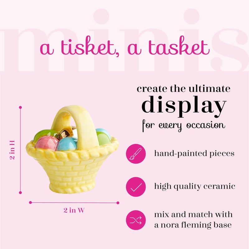 nf nora fleming nora fleming A Tisket  A Tasket (Basket with Eggs) A214 - Hand-Painted Ceramic Holiday D?cor - Spring Minis for the Home and Office - Image 2