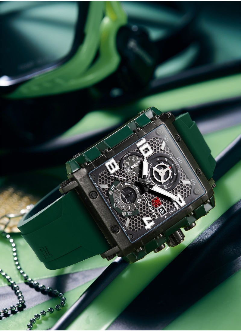 T5 T5 Men's Chronograph Square Dial Silicone Strap Watch  - Image 2