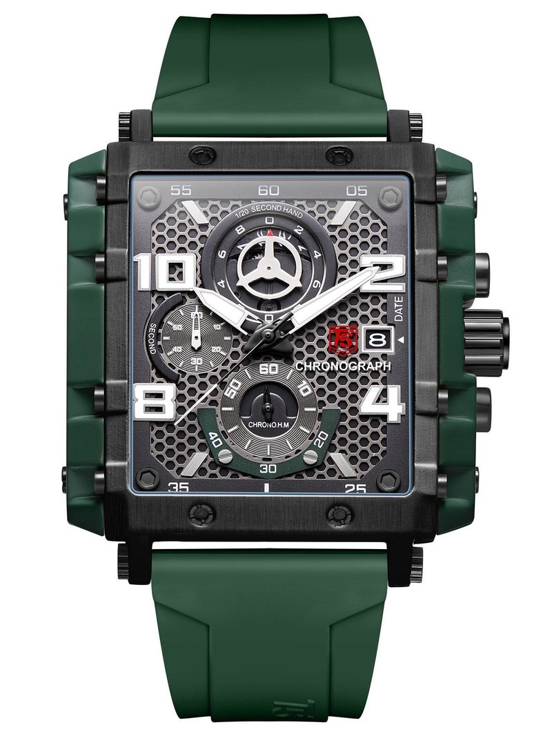 T5 T5 Men's Chronograph Square Dial Silicone Strap Watch  - Image 1