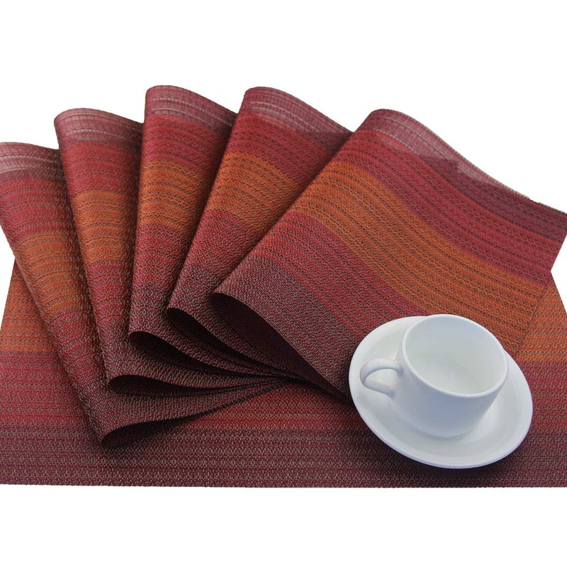 PIGCHCY Placemat Washable Woven Non-Slip Insulation Durable Placemat Vinyl Table Mat Set of 4 (Scarlet Red) - Image 3