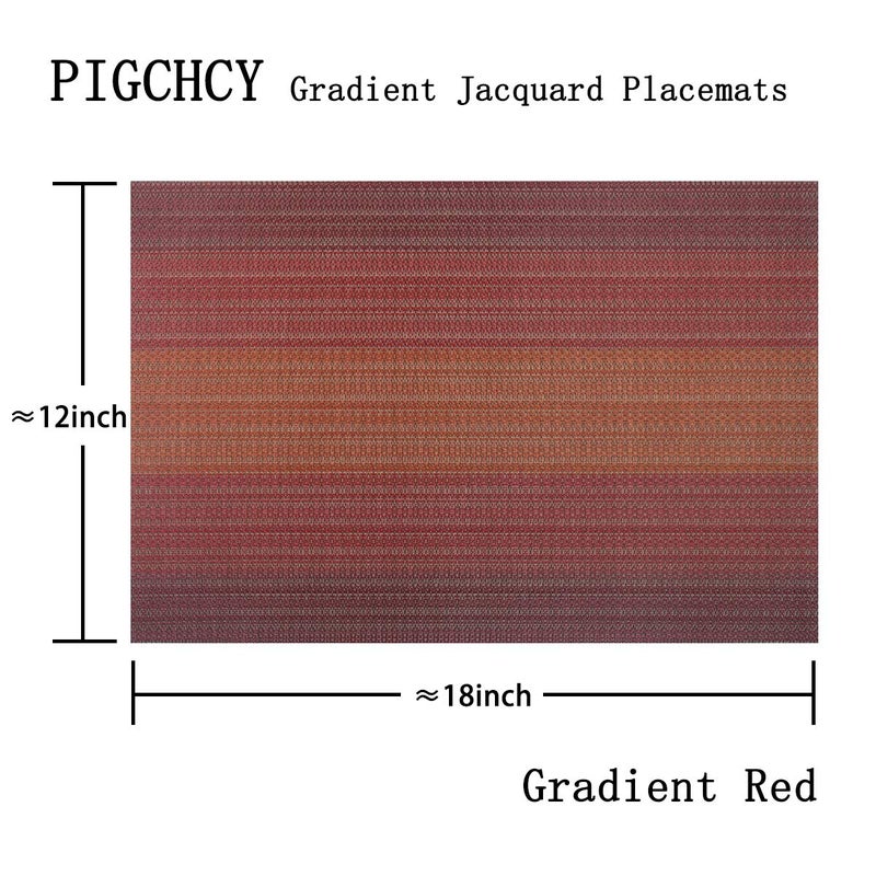 PIGCHCY Placemat Washable Woven Non-Slip Insulation Durable Placemat Vinyl Table Mat Set of 4 (Scarlet Red) - Image 2