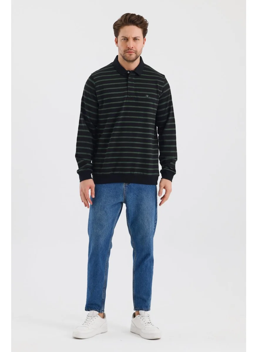 Alexander Gardi Polo Collar Striped Regular Fit Sweatshirt (WK25214)