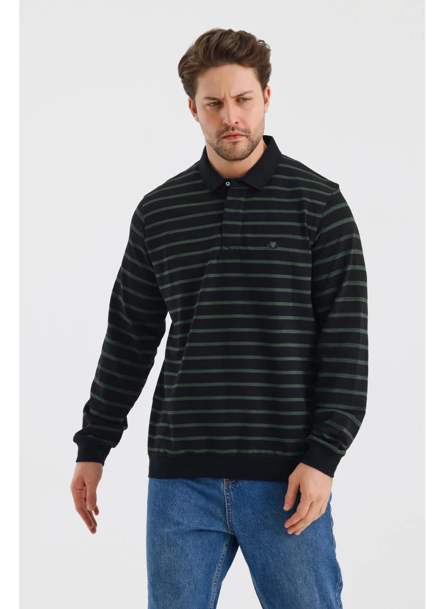 Alexander Gardi Polo Collar Striped Regular Fit Sweatshirt (WK25214)