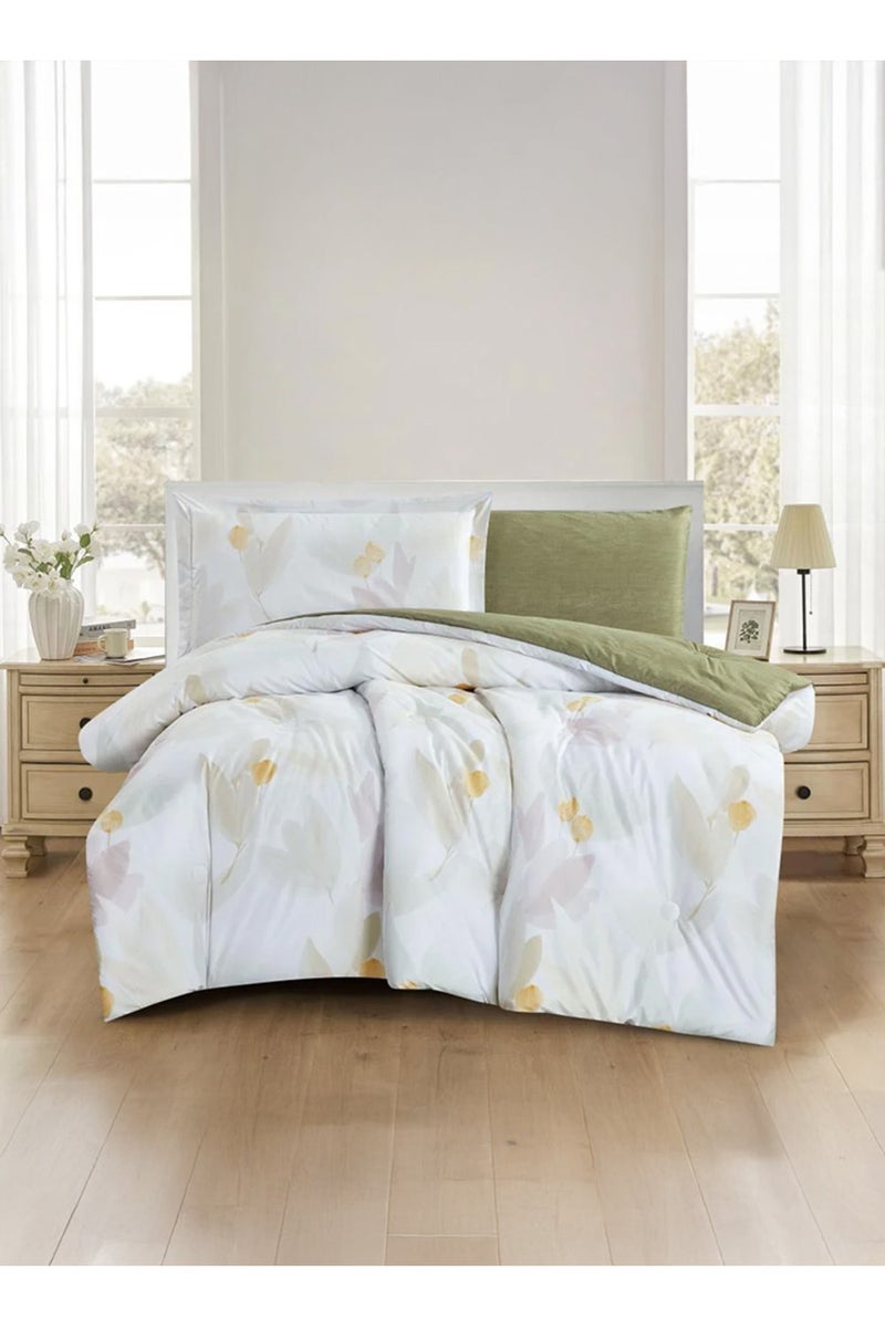 Melen Summer Single and a Half Bedspread – 4 Pieces – Layton – Cream – Olive - Image 1