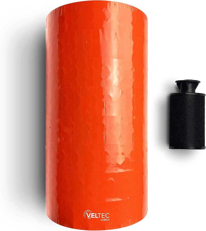 Veltec Fluorescent Red Pricing Labels to fit Monarch 1131 Pricers. 8 Rolls with 1 Free Ink Roller. - Image 3