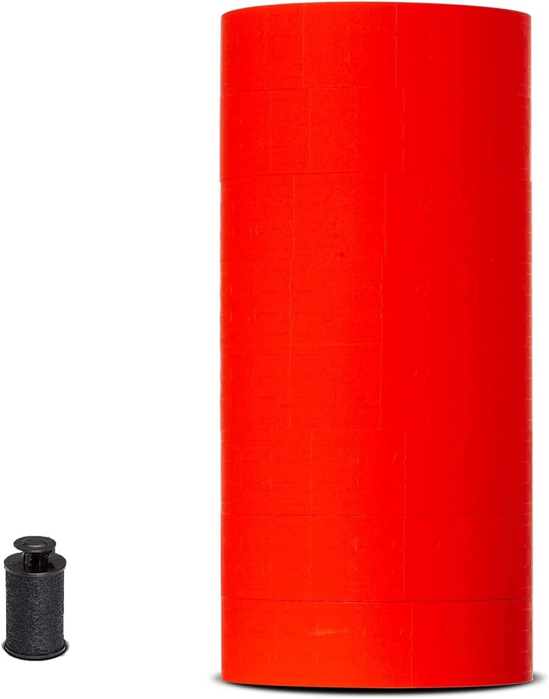 Veltec Fluorescent Red Pricing Labels to fit Monarch 1131 Pricers. 8 Rolls with 1 Free Ink Roller. - Image 1