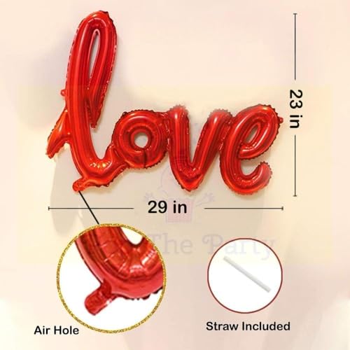 Pop The Party Love Letter Foil Balloon with 4pcs Heart Bunting for Birthday Annicersary Party Decoration - Image 3