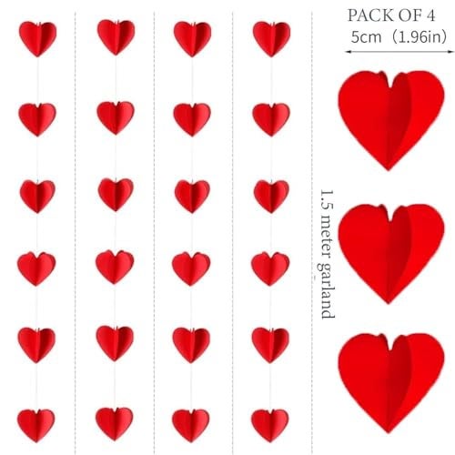 Pop The Party Love Letter Foil Balloon with 4pcs Heart Bunting for Birthday Annicersary Party Decoration - Image 4