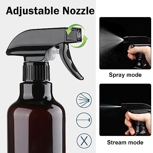 Hethyo Plastic Spray Bottles Empty Spray Bottle 16.9oz/500ml 2 Pack Heavy Duty Spraying Bottles Mist/Stream Water Bottle for Cleaning Solutions, Essential Oils, Hair (Amber) - Image 3